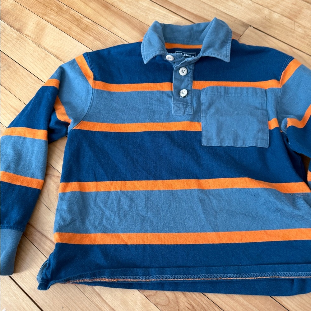 L.L. Bean Kids Polo with Blue and Orange Stripes